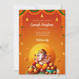 Ganpati darshan invite card Ganesh pooja invite