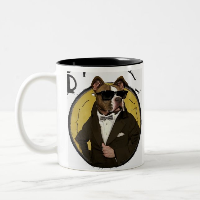 Ganster pit bull dog funny meme pit bull dad mug  (Left)
