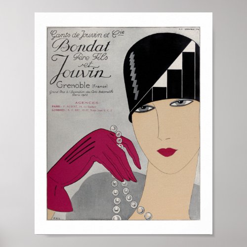  Gants Jouvin 1920s French Vintage Gloves ad Poster