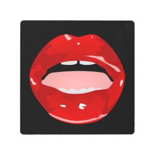 GAP TOOTH RED LIPSTICK METAL WALL ART
