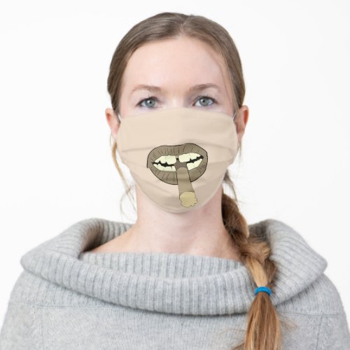 Gap toothed smoker with cigarette mask