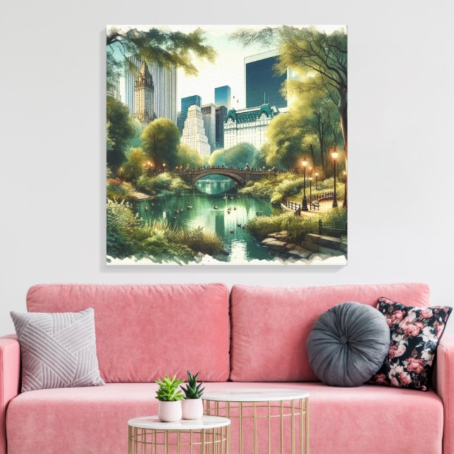 Gapstow Bridge Central Park New York City  Canvas Print (Insitu(LivingRoom))