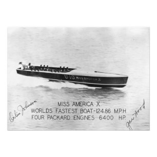 Gar Wood Racing Miss America X "Autographed" Photo Print
