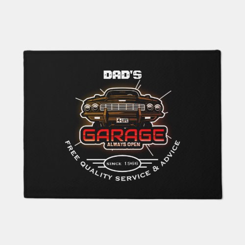 Garage Any Name Always Open any Saying Black Doormat