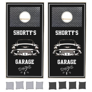 Garage Any Name and Initial Black Car Hand Tools Cornhole Set