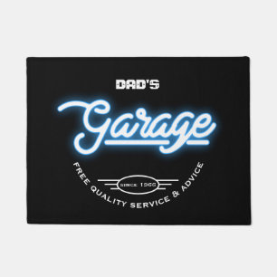 Garage Any Name Neon Effect Any Saying Retro  Doormat