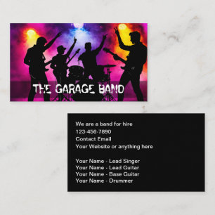 Garage Band For Hire Music Business Cards