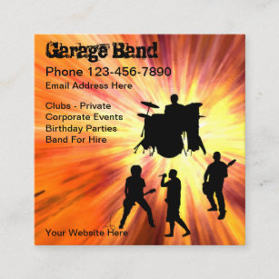 Garage Band Rock And Roll Square Business Card