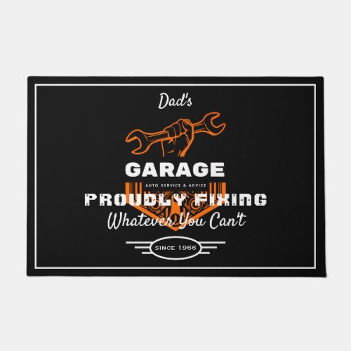 Garage Dads or Any Name Proudly Fixing Funny Tool Doormat