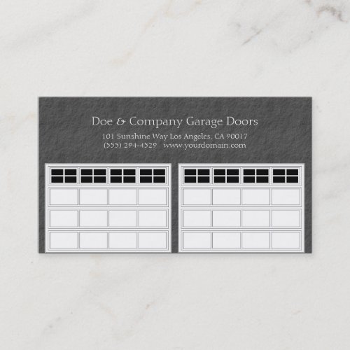 Garage Door Company Dark Grey Business Cards