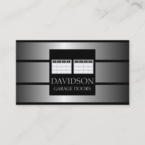 Garage Door Company Metallic Metal Business Card