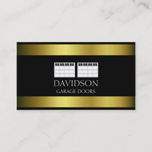 Garage Door Company Metallic Metal Business Card