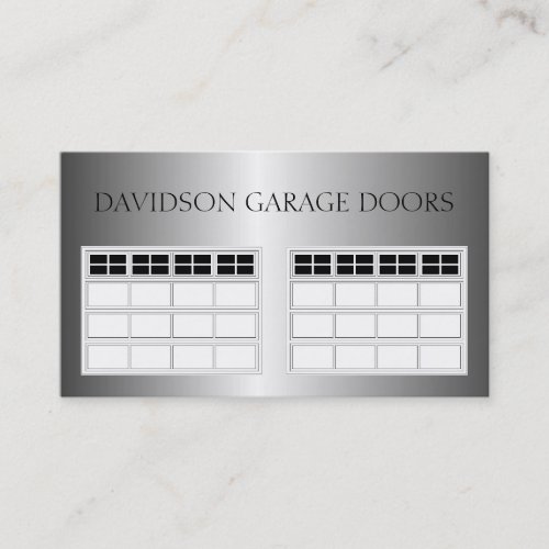Garage Door Company Metallic Metal Business Cards