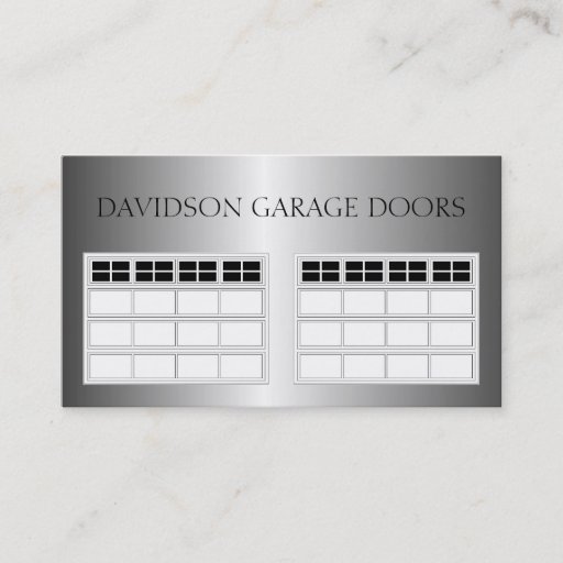 Customizable Garage Door Company Metallic Metal Business Cards
