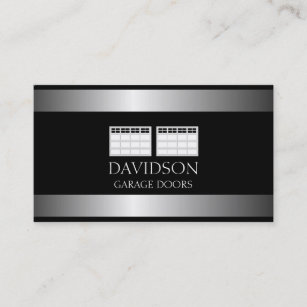 Garage Door Company Metallic Metal Business Card