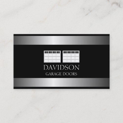 Garage Door Company Metallic Metal Business Card