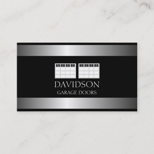Customizable Garage Door Company Metallic Metal Business Cards