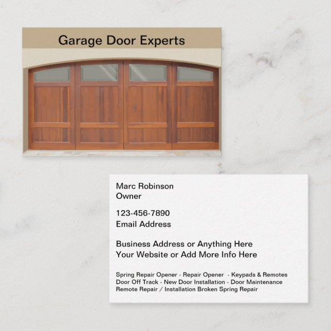 Garage Door Repair And Maintenance Business Cards (Front/Back)