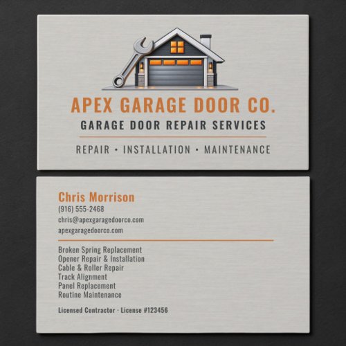 Garage Door Repair Metallic Professional  Business Card
