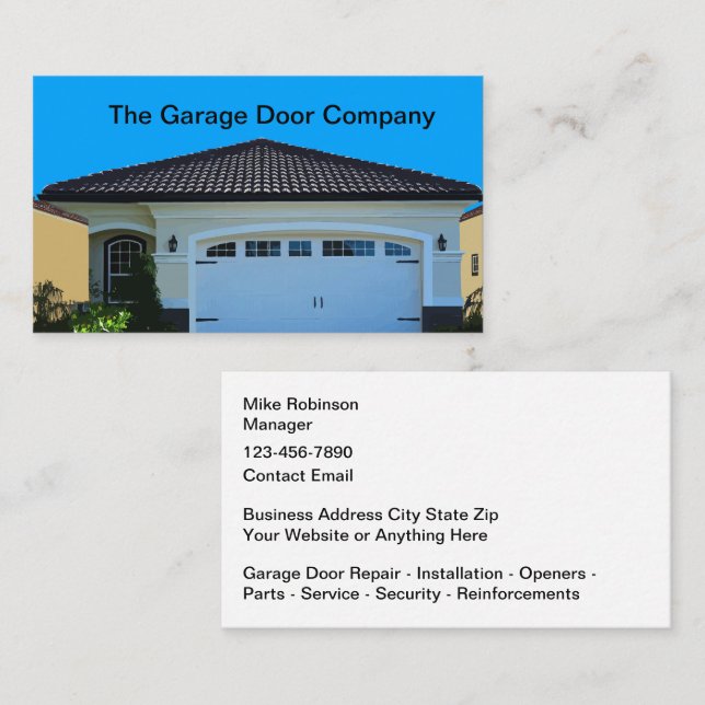 Garage Door Services And Repair Business Cards (Front/Back)