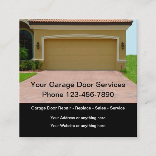 Garage Door Square Business Cards Template