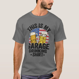 Garage Drinker Dad American Flag This Is My Garage T-Shirt