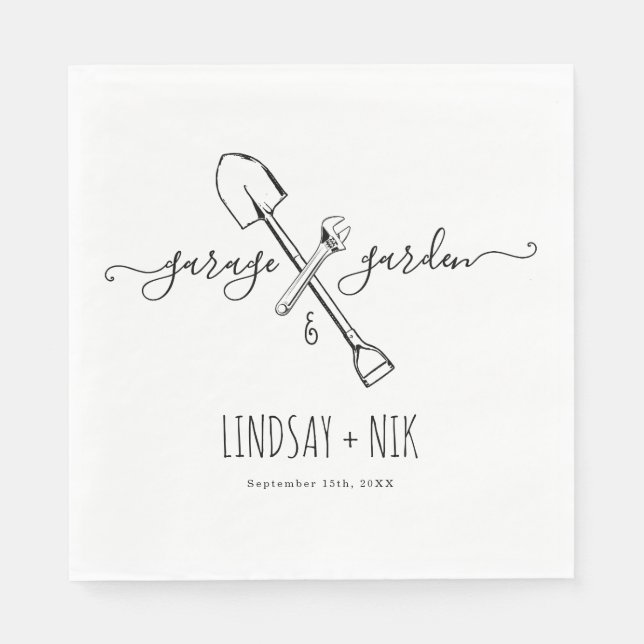Garage & Garden Bridal / Couple's Shower Napkins (Front)