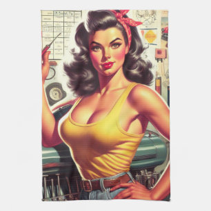 Garage Mechanic Pin-up Kitchen Towel