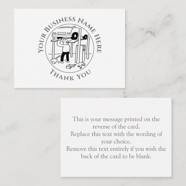 Garage Mechanic Thank You Note Card (Front/Back)
