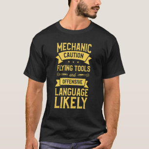 Garage Mens Mechanic Caution Car Auto Mechanical E T-Shirt