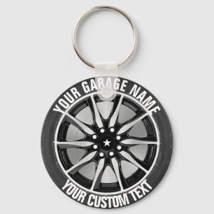Garage Or Car Repair Owner Car Wheel On Steel Keychain