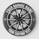 Garage Or Car Repair Owner Car Wheel On Steel Large Clock