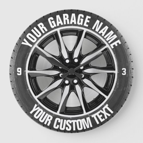 Garage Or Car Repair Owner Car Wheel On Steel Large Clock