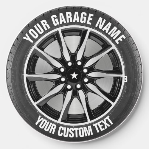 Garage Or Car Repair Owner Car Wheel On Steel Wireless Charger