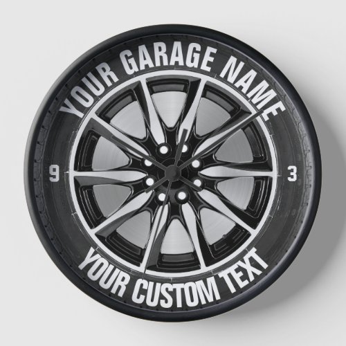 Garage Or Car Repair Wheel On Steel Owner Car Clock