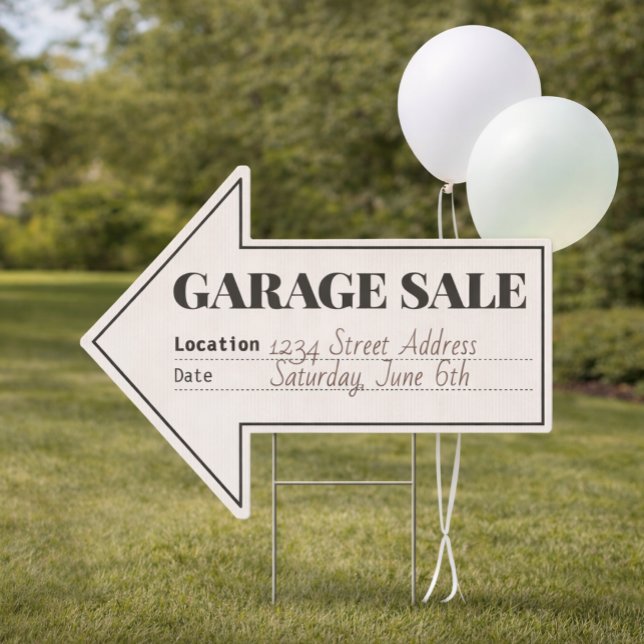 Garage Sale Arrow Sign with Custom Address & Date (Create a coordinated garage sale setup with a custom sign to guide shoppers and elevate your sale.)