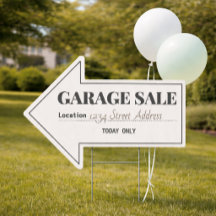Garage Sale Arrow Sign with Custom or Fill-In Info