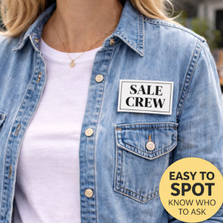 Garage Sale Crew Button | Yard Sale Helper Badge