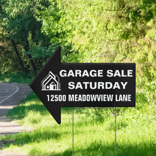 Garage Sale Custom Address Day Black Arrow Yard Sign