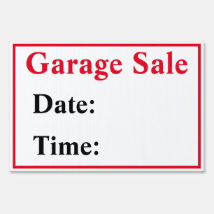 Garage Sale Date And Time Sign