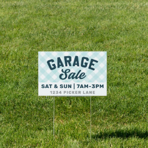 Garage Sale Gingham Sign