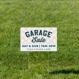 Garage Sale Gingham Sign