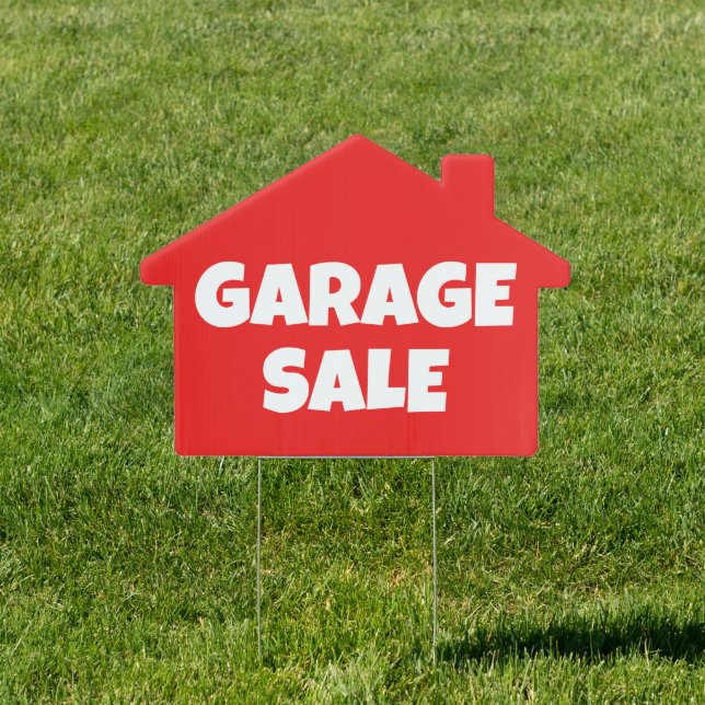 Garage Sale House Shaped Sign (Insitu)