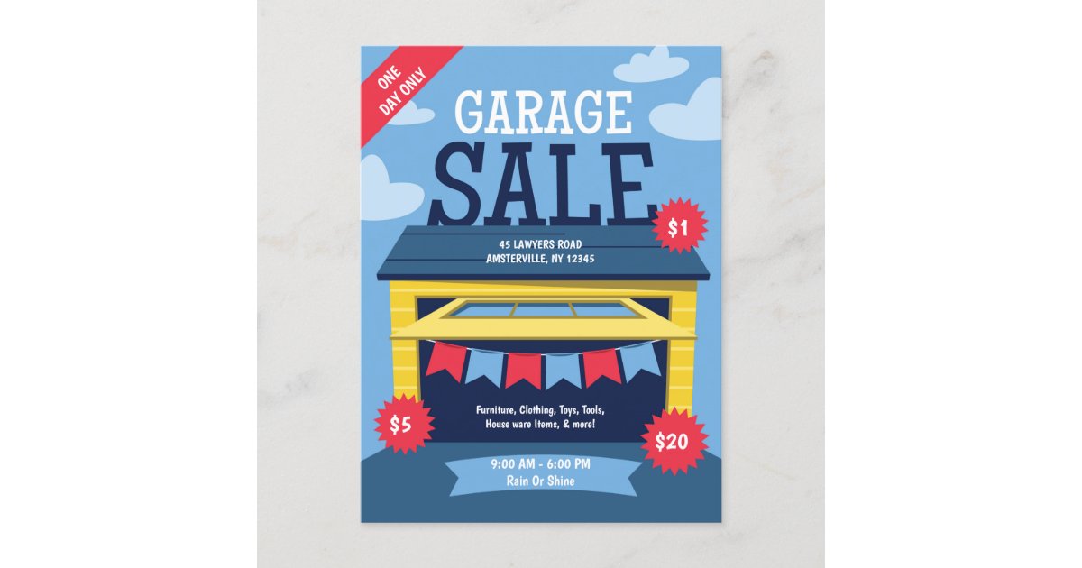 Garage Sale Postcard Announcement Zazzle