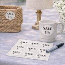 Garage Sale Price Stickers | Blank Sale Labels