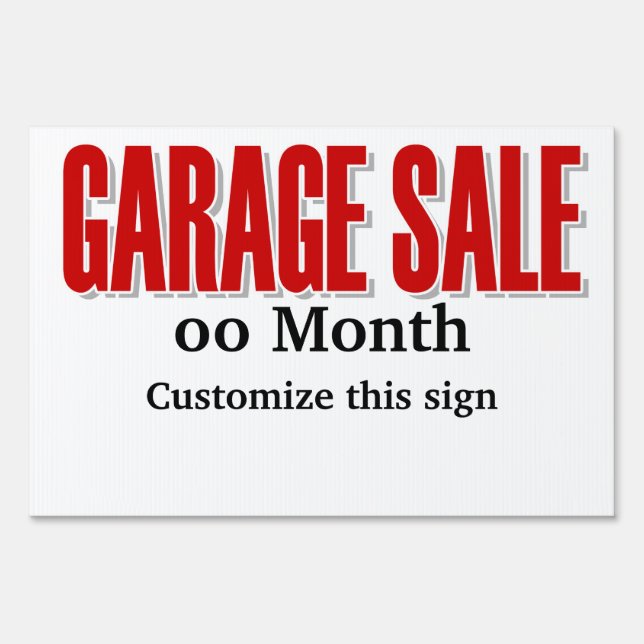 Garage sale red white yard sign (Front)