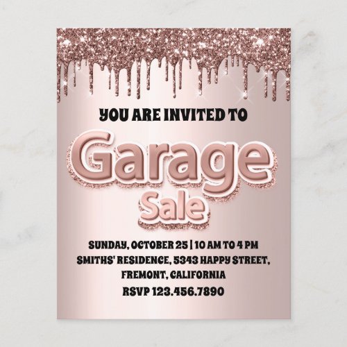 Garage Sale Rose Blush Powder Glitter Drips Flyer