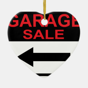 Garage Sale sign this way arrow Vector Ceramic Ornament