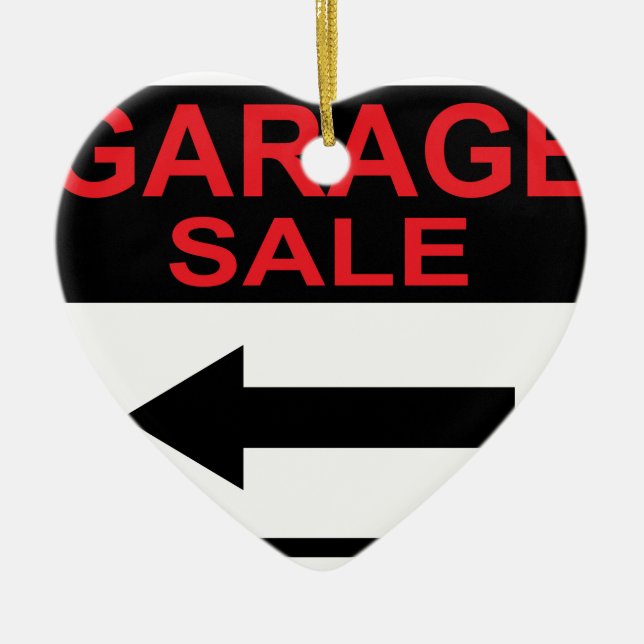 Garage Sale sign this way arrow Vector Ceramic Ornament (Front)