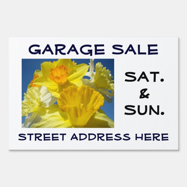 Garage Sale Signs Personalized Spring Yard Sales (Back)